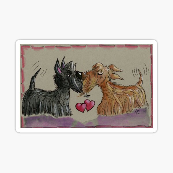Happy Valentine's Day. Valentine's Day, Valentine, Scottie dog, Scottish terrier, Scottie, terrier, Love Sticker