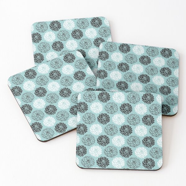 Item preview, Chrysanthemum Variations Seamless Pattern - Black, White and Light Blue Green designed and sold by Artberry.