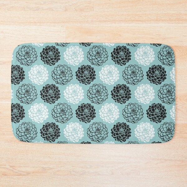 Item preview, Chrysanthemum Variations Seamless Pattern - Black, White and Light Blue Green designed and sold by Artberry.
