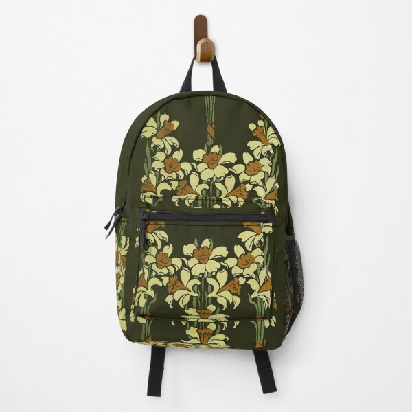 Item preview, YELLOW CREAM  DAFFODILS IN GREEN Art Nouveau Style Floral designed and sold by BulganLumini.