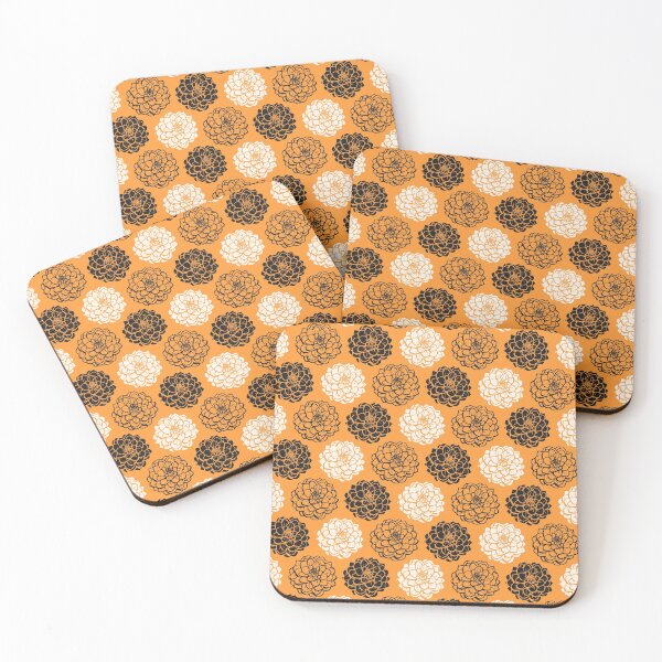 Item preview, Chrysanthemum Variations Seamless Pattern - Black, White and Light Orange designed and sold by Artberry.