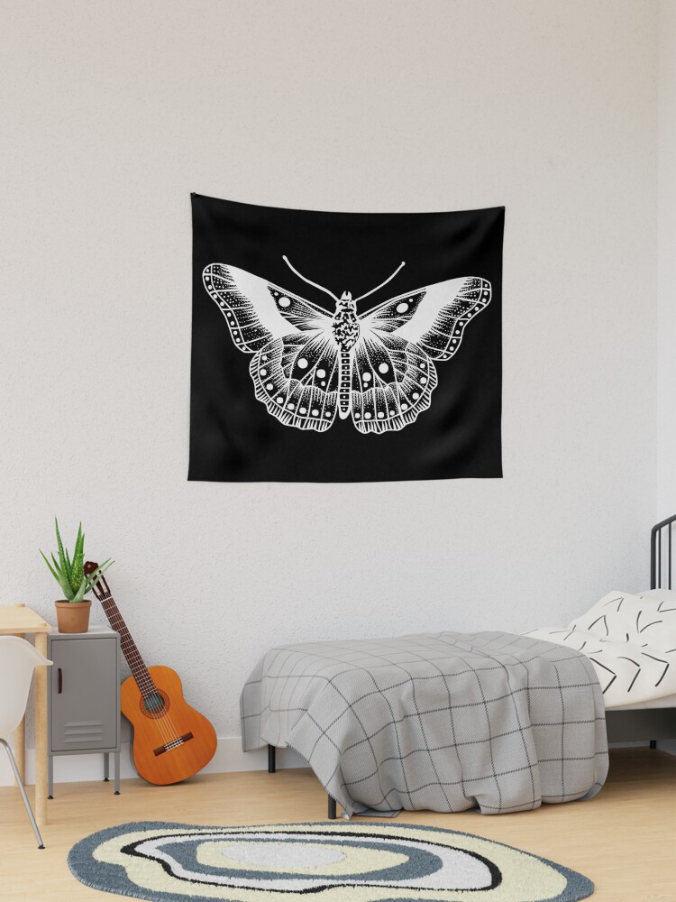 White Butterfly Tattoo Tapestry for Sale by enriquepma Redbubble