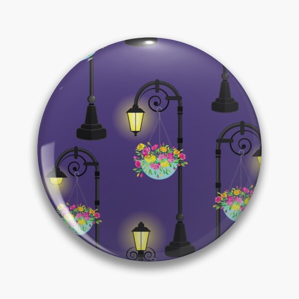Item preview, Hanging flowers on night street light lamps pattern. designed and sold by The Pattern Mill.