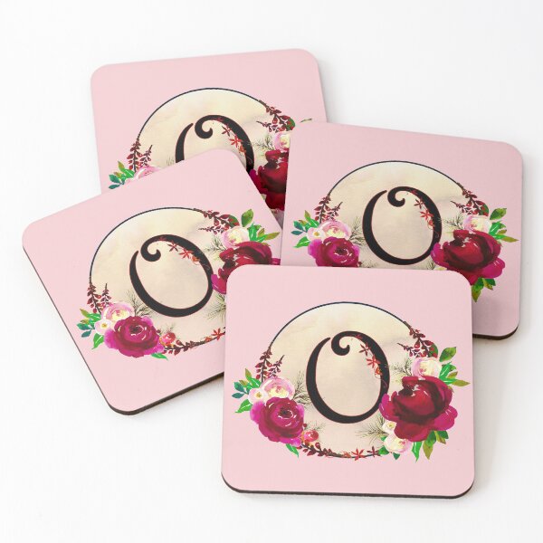 Item preview, The Letter 'O' Red Floral Circle Monogram  designed and sold by Bumblefuzzies.