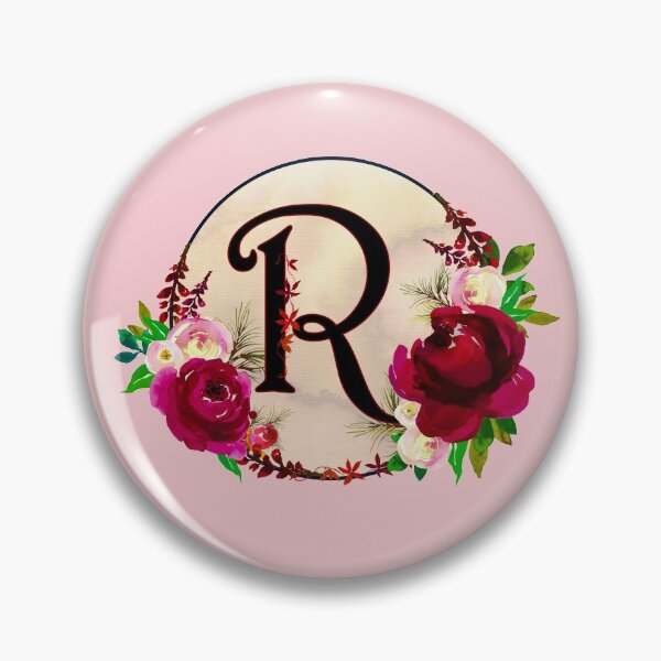 Item preview, The Letter 'R' Red Floral Circle Monogram  designed and sold by Bumblefuzzies.