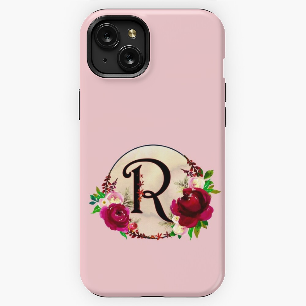 Red and pink monogram phone case