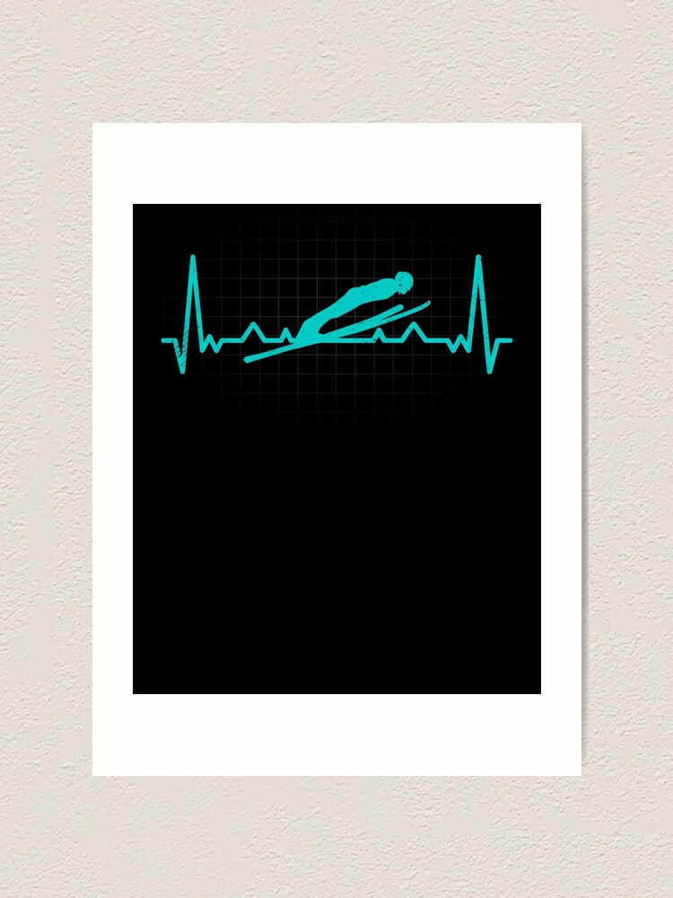 Skispringen Skispringer Herzlinie Pulsschlag Ekg Kunstdruck Von Rueb Redbubble