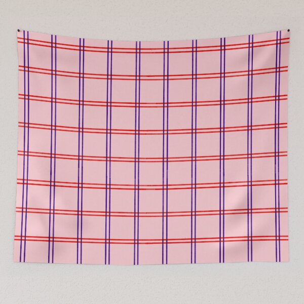 Item preview, Traditional Japanese Vintage Thin Plaid Koushi Pattern in Pastel Pink designed and sold by Charredsky.