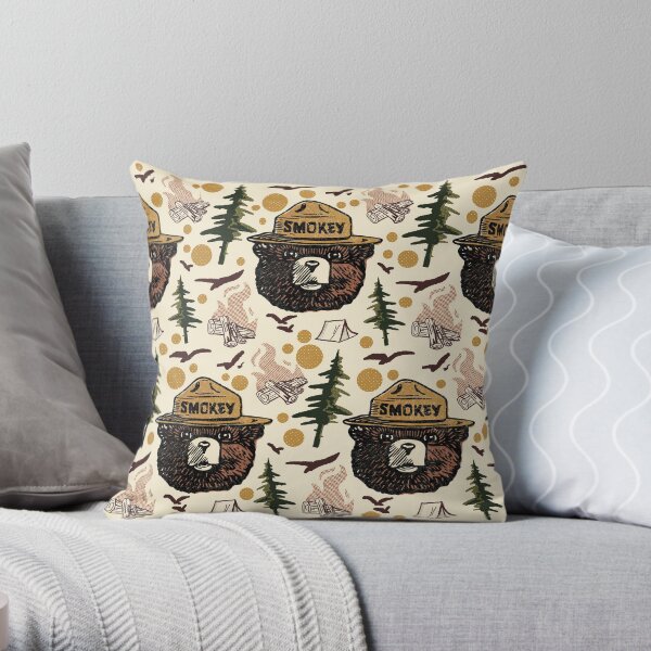 Retro Smokey bear pattern Throw Pillow