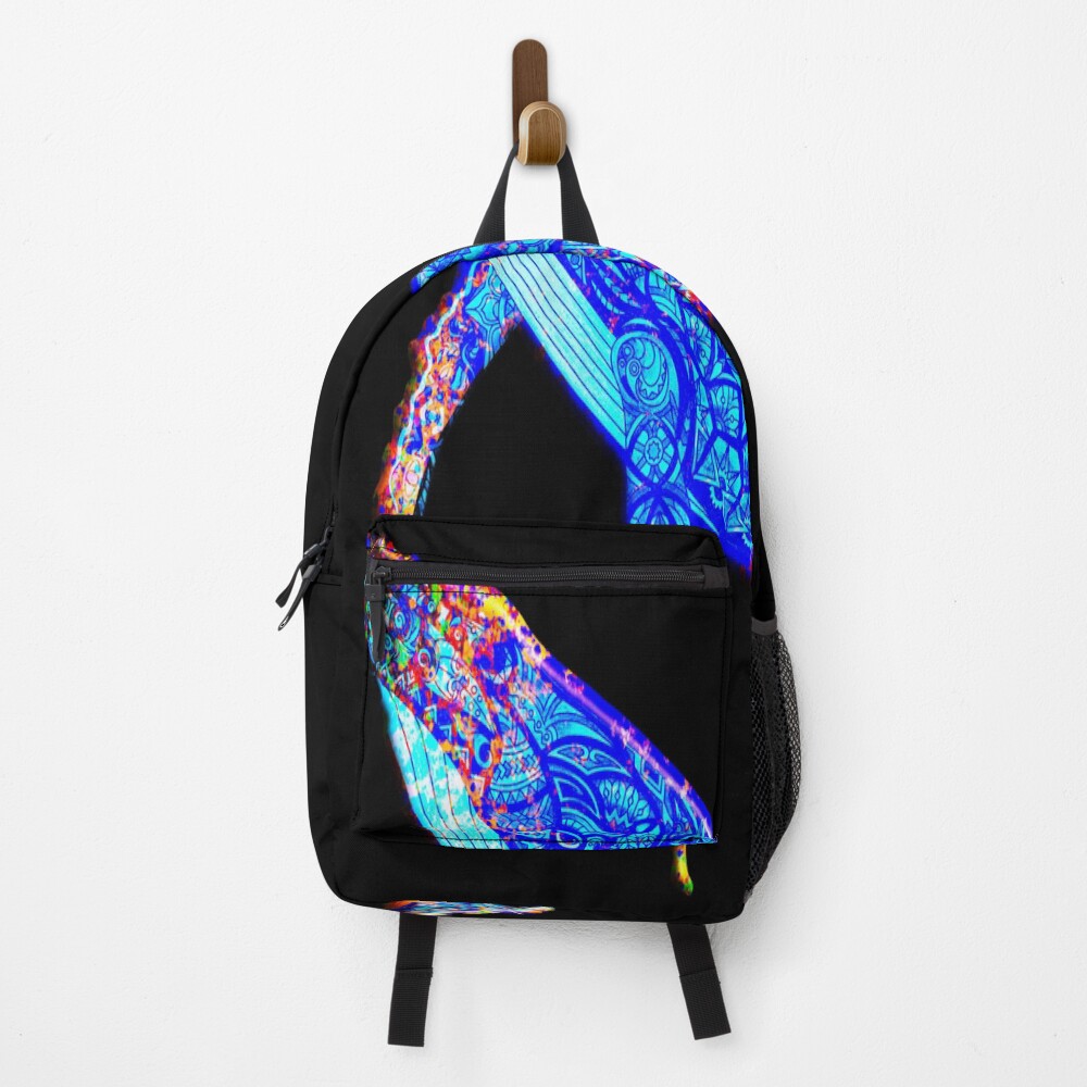 Multicolor abstract humpback whale on a backpack