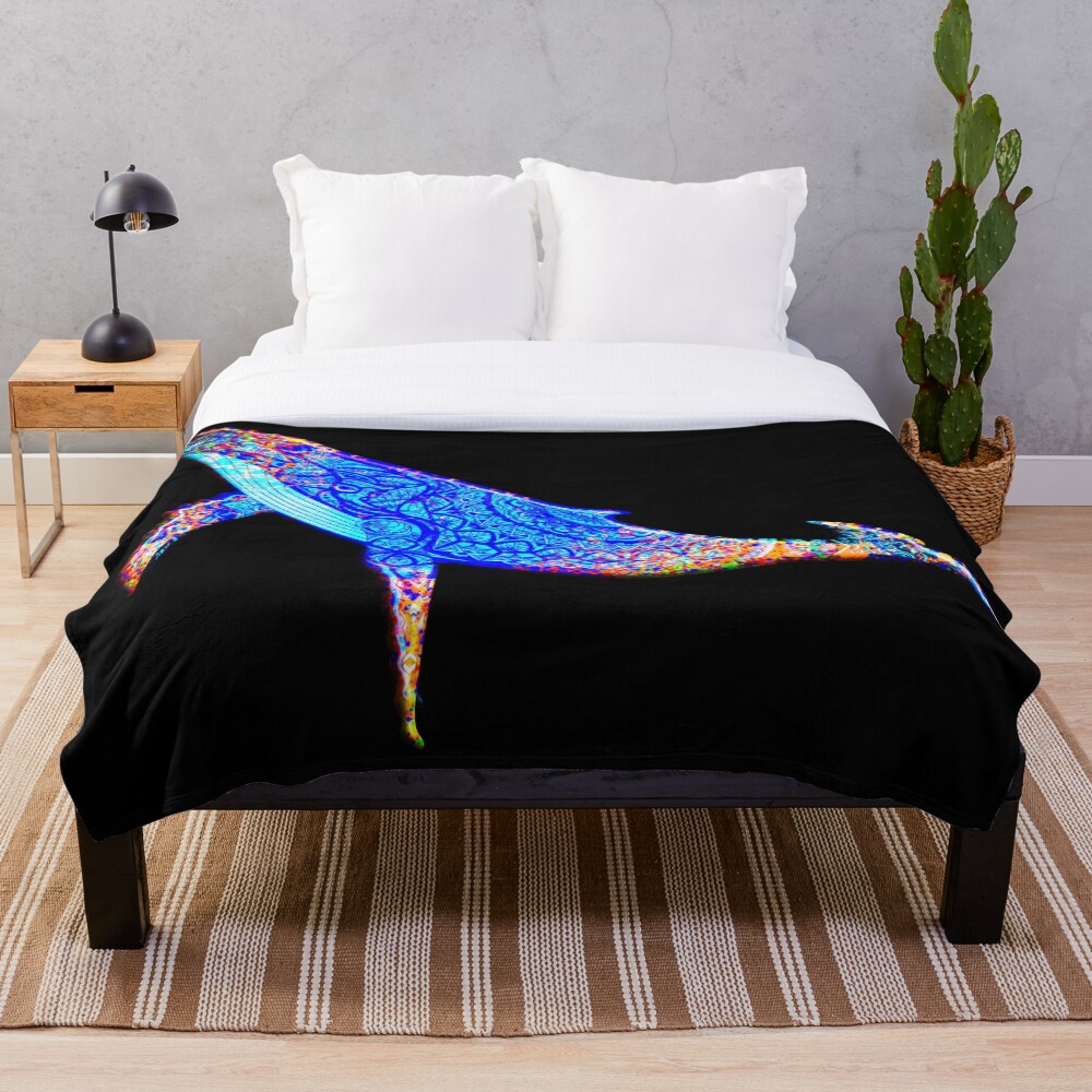 Multicolor abstract humpback whale on a throw blanket