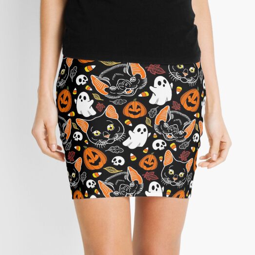 Feline Spooky Mini Skirt for Sale by Courtelise Redbubble