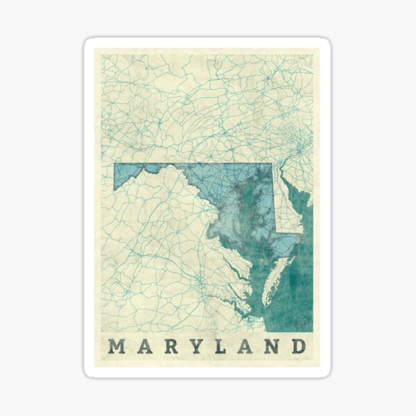 Maryland Map Blue Vintage Sticker