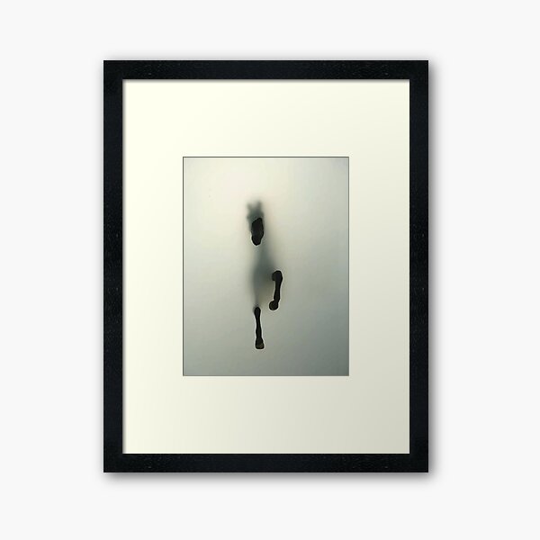 Horse Breaking Through Fog Framed Art Print
