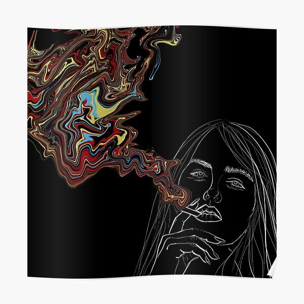TRIPPY WEIRD PYCHEDELIC PIPE SMOKER  LARGE  WALL PICTURE POSTER GIANT HUGE ART 