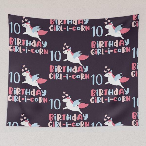 Item preview, Kids Birthday Girl-i-Corn Unicorn Alicorn Lovers Happy 10th Bday design designed and sold by doodabobs.