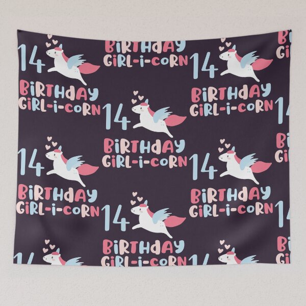Item preview, Birthday Girl-i-Corn Unicorn Alicorn Lovers Happy 14th Bday print designed and sold by doodabobs.