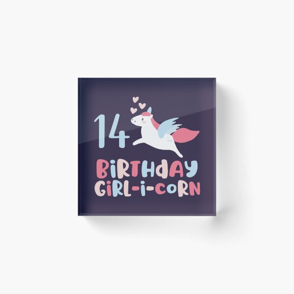 Item preview, Birthday Girl-i-Corn Unicorn Alicorn Lovers Happy 14th Bday print designed and sold by doodabobs.