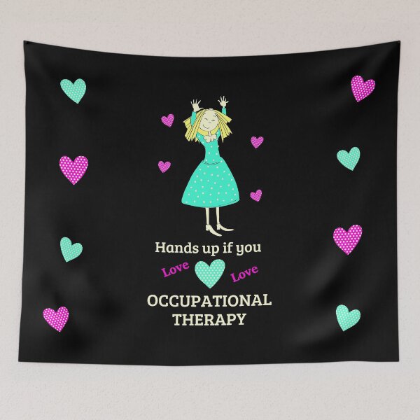 Item preview, Occupational therapy hands up if you love OT black designed and sold by GrammarDance.