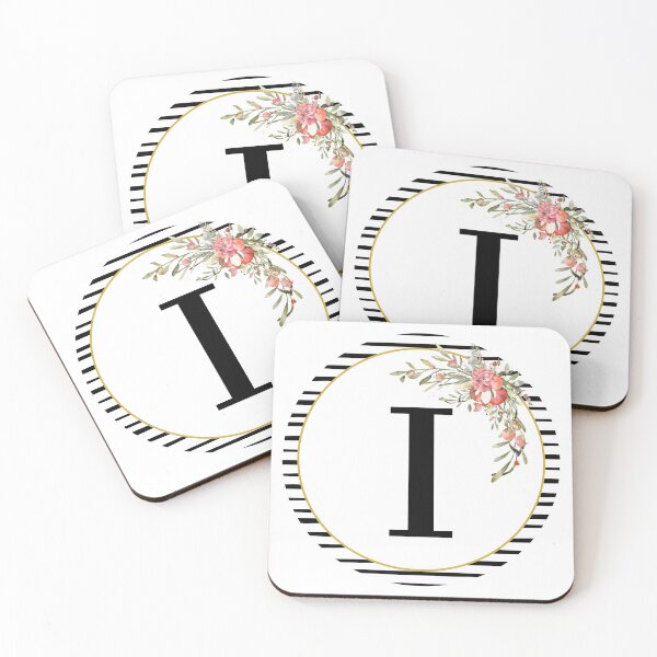 Item preview, Stripes Floral Wreath Bouquet Arrangement Monogram Letter i designed and sold by TheFamilyVan.