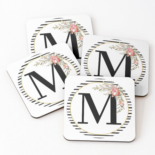 Item preview, Stripes Floral Wreath Bouquet Arrangement Monogram Letter M designed and sold by TheFamilyVan.
