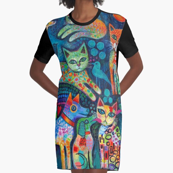 Dogs and Cats Graphic T-Shirt Dress