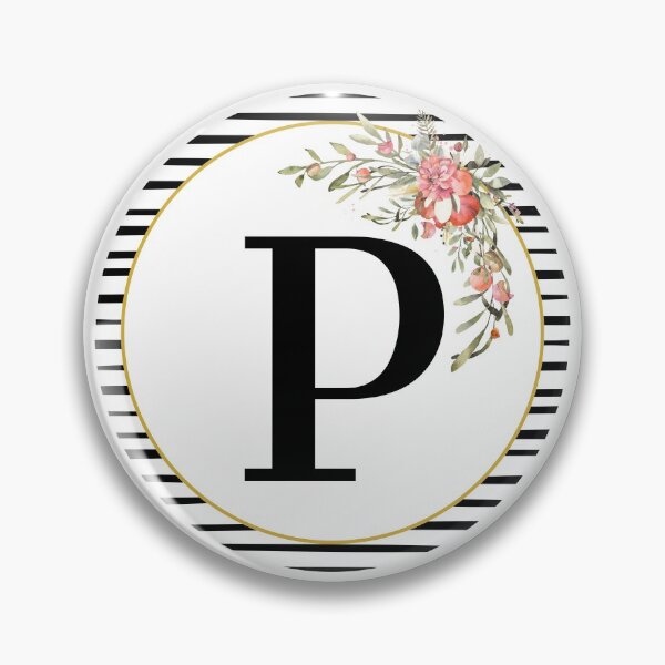 Item preview, Stripes Floral Wreath Bouquet Arrangement Monogram Letter P designed and sold by TheFamilyVan.