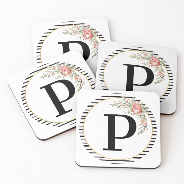 Item preview, Stripes Floral Wreath Bouquet Arrangement Monogram Letter P designed and sold by TheFamilyVan.