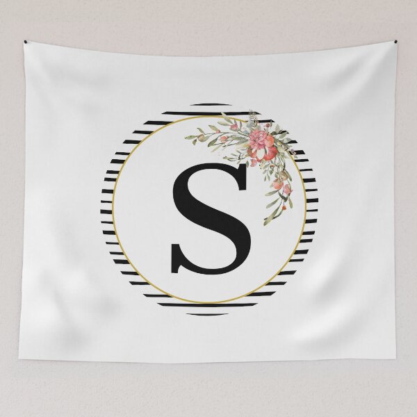 Item preview, Stripes Floral Wreath Bouquet Arrangement Monogram Letter S designed and sold by TheFamilyVan.