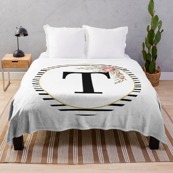 Item preview, Stripes Floral Wreath Bouquet Arrangement Monogram Letter T designed and sold by TheFamilyVan.