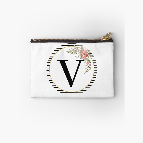 Item preview, Stripes Floral Wreath Bouquet Arrangement Monogram Letter V designed and sold by TheFamilyVan.
