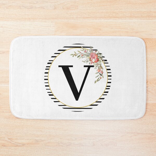 Item preview, Stripes Floral Wreath Bouquet Arrangement Monogram Letter V designed and sold by TheFamilyVan.