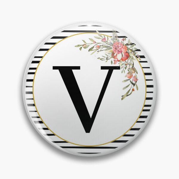 Item preview, Stripes Floral Wreath Bouquet Arrangement Monogram Letter V designed and sold by TheFamilyVan.
