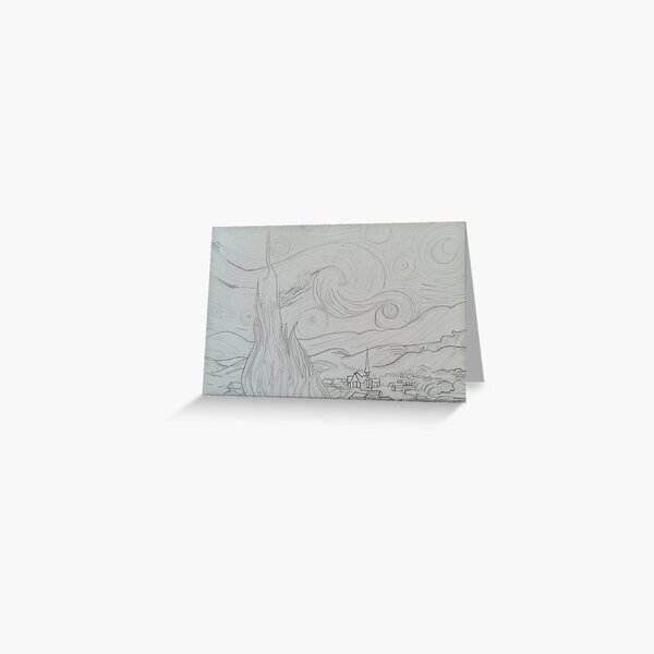 Drawing of Starry Night by Vincent Van Gogh Greeting Card