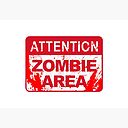 Zombie Area With Blood Splash Zombie Sign Funny Attention Sign Mask By Alma Studio Redbubble