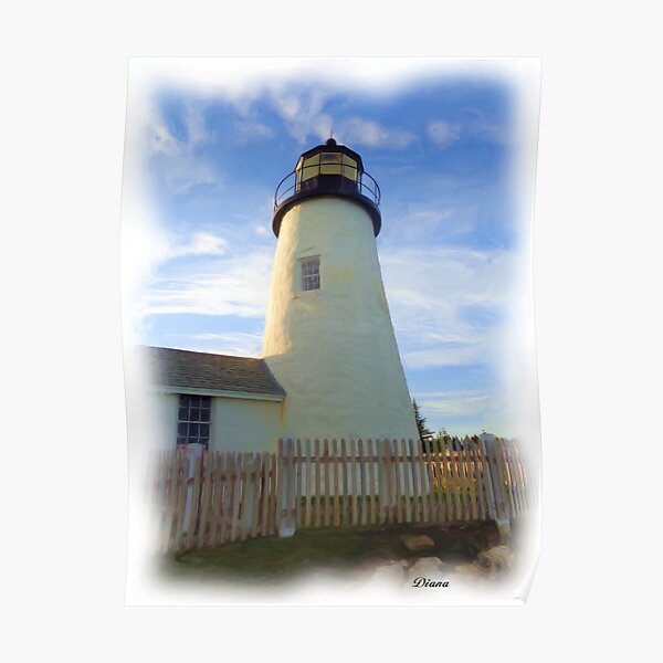 Pemaquid Point Lighthouse Art Print New Harbor ME Light poster gift ocean Gift