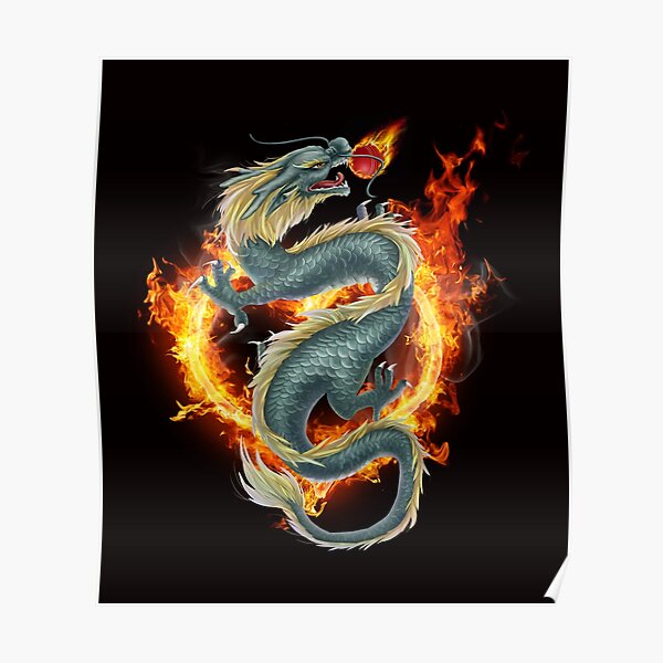 Poster Blauer Drache Redbubble