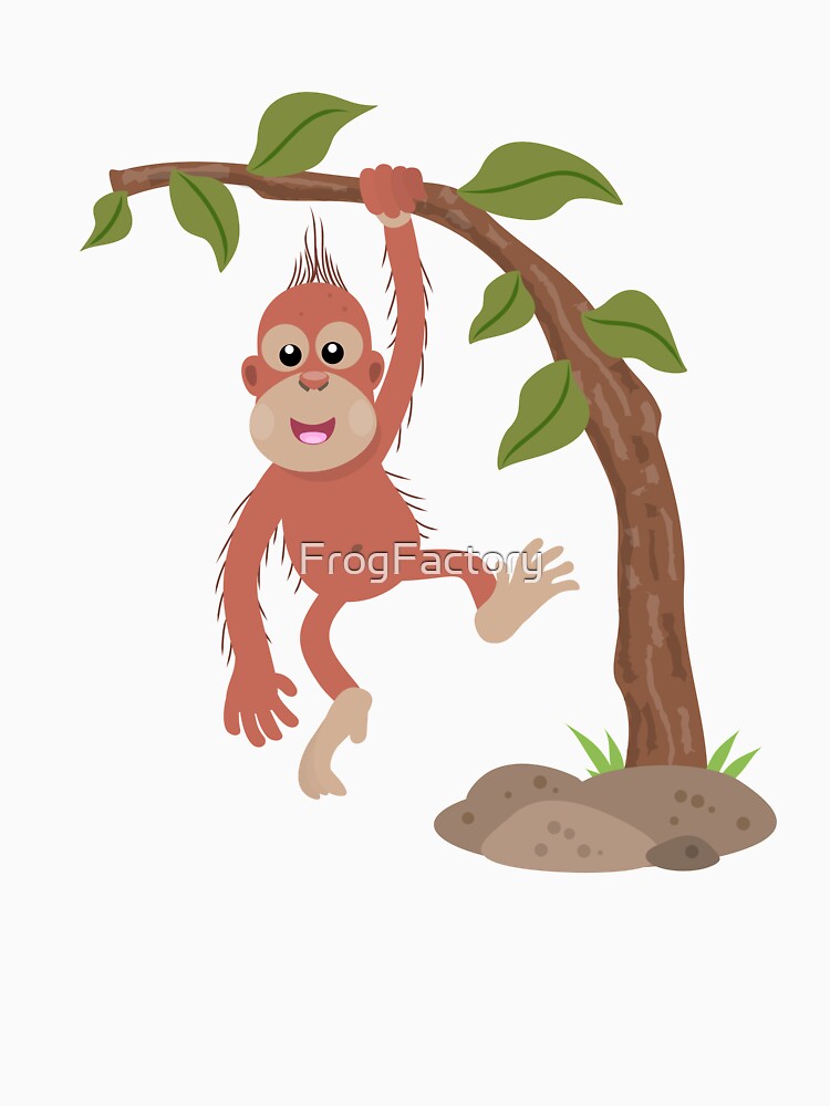  Cute  happy baby orangutan  cartoon  illustration T shirt 