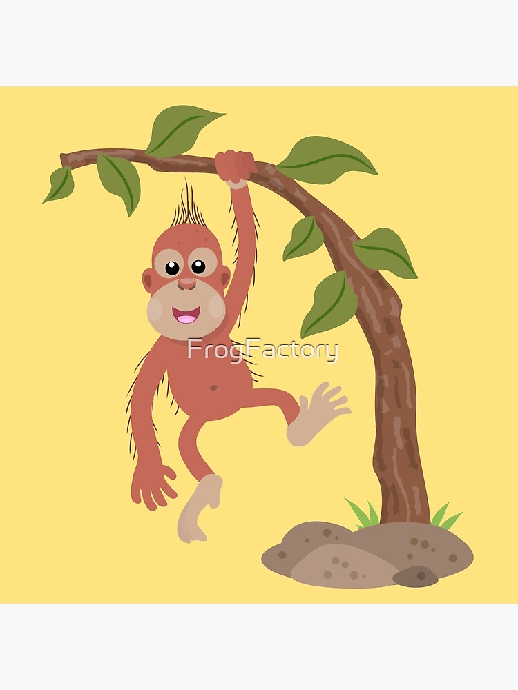 Cute happy baby orangutan cartoon illustration