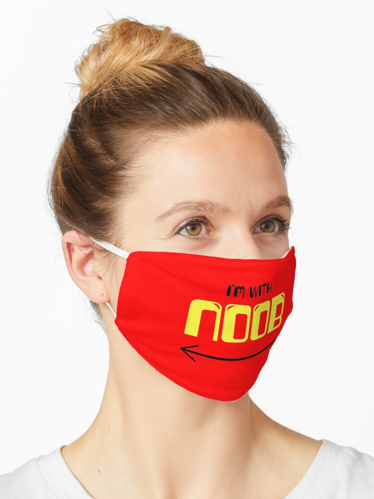 Copy Of I M With Noob Roblox Reverse Mask By T Shirt Designs Redbubble - red dress girl x noob roblox