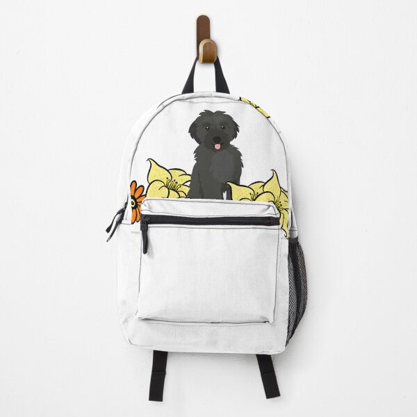 Item preview, Doodle dog with yellow and orange flowers designed and sold by Skyfarer.