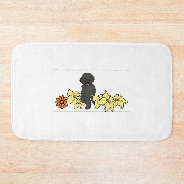 Item preview, Doodle dog with yellow and orange flowers designed and sold by Skyfarer.