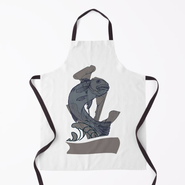 Item preview, Line Art Fish On Wave & Flowers Modern Design designed and sold by Graphvity Studios.