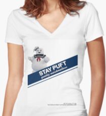 Stay Puft Marshmallow Women's Fitted V-Neck T-Shirt
