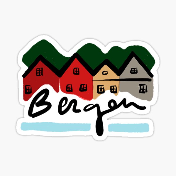 Casas de Bergen | Fiordos noruegos Pegatina