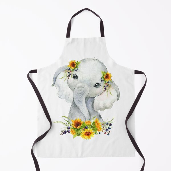 Item preview, Baby Elephant with Yellow Floral Sunflowers designed and sold by Paulele.