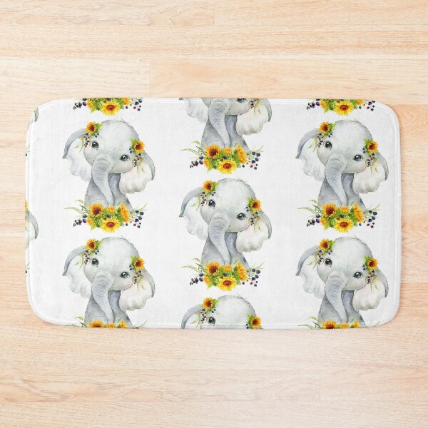 Item preview, Baby Elephant with Yellow Floral Sunflowers  designed and sold by Paulele.