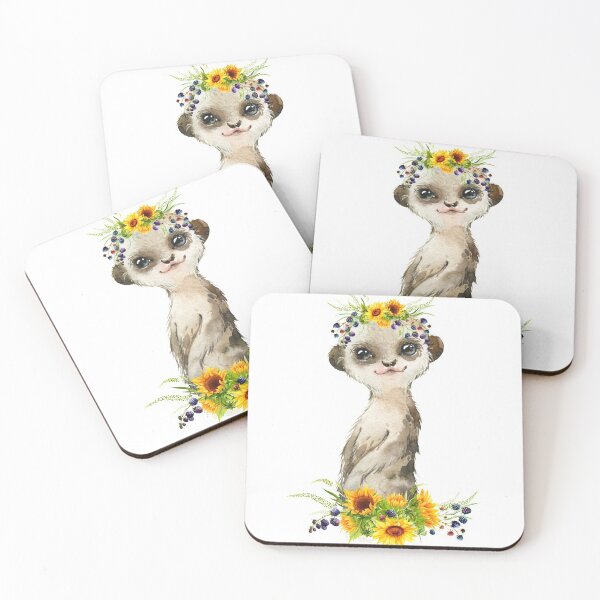 Item preview, Baby Meerkat with Yellow Floral Sunflowers  designed and sold by Paulele.
