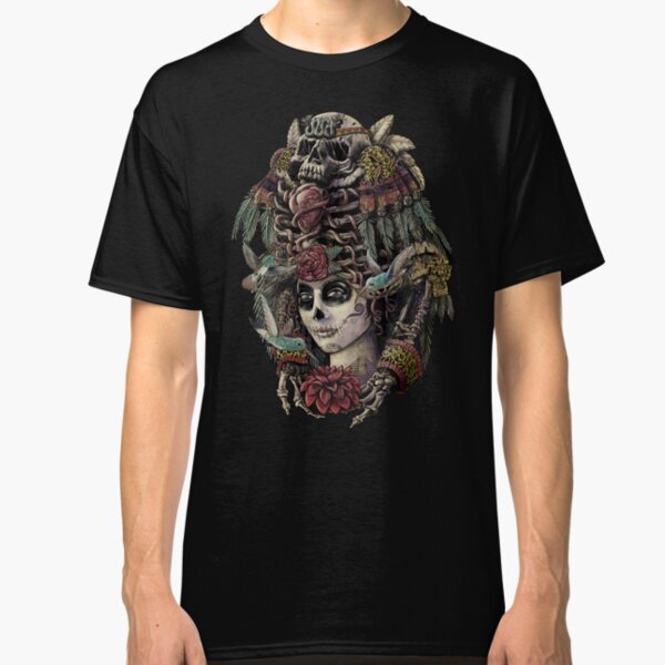 EVIL SUGAR SKULL LONG SLEEVE T-Shirt Tee ~ Dia de Muertos ~ Day of Dead Roses