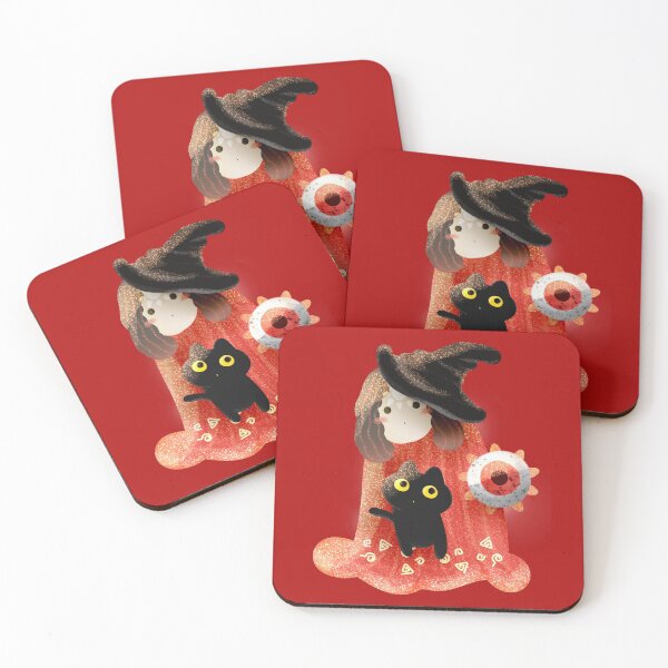 Item preview, Cute Witch in The Red Cloak with Black Kitty and Red Eye Spirit designed and sold by tongtaxs.